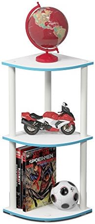Furinno TURN-N-TUBE Corner Shelf, 3-Tier Corner Bookshelf, Display Storage Shelves with Open Shelves, for Organization and Storage, Living Room, Home Office, Garage, Light Blue - Image 5