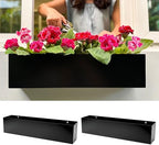 LaLaGreen Wall Planter (24 Inch, 2 Pack) Rectangular Metal Hanging Flower Pot for Succulents Carbon Steel Black, Long Window Sill Box Modern Fence Floating Garden Shelf for Deck Indoor Outdoor Decor by L%C3%A1L%C3%A1Green