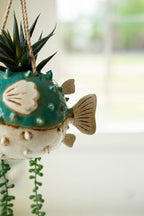 Hanging Blowfish Planter (Min 2) in Ceramic by Kalalou - Image 3