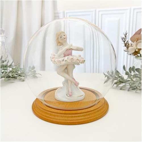 Plymor 6" x 7" Glass Display Dome Globe Cloche (Oak Veneer Base), Pack of 2 - Image 2