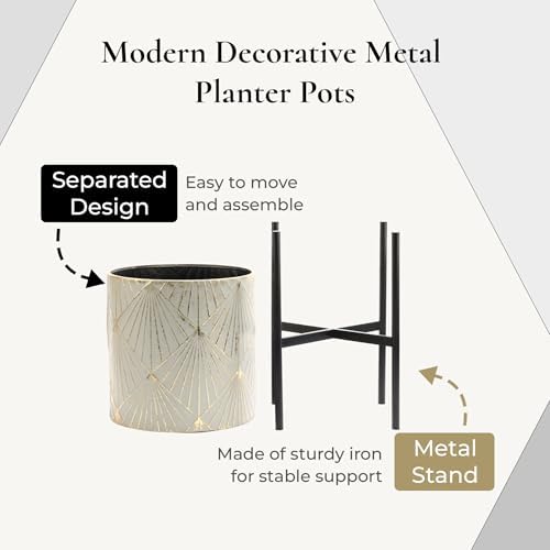 LuxenHome Planters for Indoor Plants, Set of 3 Floor Plants Pots with Stand - Image 3