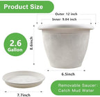 Plastic Flower Pots Planters For Indoor Plants, 4 Pack 12 Inch White Plant Pots With Drainage Hole & Tray, Modern Decorative Large Plant Pot With Saucer For Indoor Outdoor Plants Garden House Planter - Image 3