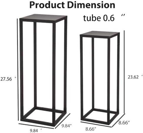 Black Plant Stand Indoor Pack of 2, No Assembly Required Metal Pedestal Flower Stand, Upgraded 0.6" Heavy Duty Column Table for Wedding Centerpieces, Living Room Modern Flowerpot Holder Rack - Image 2