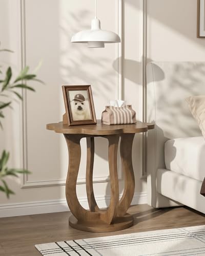 LITTLE TREE Side Table, Flower End Table, Wood Nightstand, Rustic Brown - Image 3