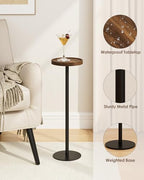 Round Drink Table, Small Pedestal Side Table, Brown Walnut - Image 4