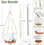 10 Inch Self Watering Hanging Planters with Metal Chain & Macrame Hangers - Image 2