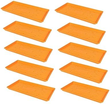 SUNPACK 10" x 20" Heavy Duty Shallow Plastic Seed Starting Tray, Orange, 1" (Pack of 10) - No Drainage Holes, Perfect for Greenhouses or Indoor Gardening by SUNPACK