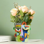 Mint Green Picasso Abstract Face Planter Pot, Flower Pot for Plants - Image 2