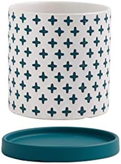 Pot Flower Pots Plant Pots with Drainage Hole and Saucer Round Ceramic Indoor Planter Modern Decorative Gardening Pot Suitable for Indoor and Outdoor Flower Plant Pots (Color : Green, Size : A) by Unknown
