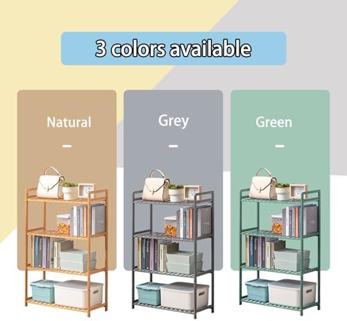 Bamboo Shelf, 3-Tier Bookcase Storage Shelves, Small Book Rack Shelving Unit, Multipurpose Storage Display Shelf for Bathroom Kitchen Living Room Office (3T-27.95Inch) - Image 7