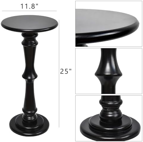 SwallowLiving Solid Wood Drink Table for Small Spaces, Pedestal Side Table - Image 2