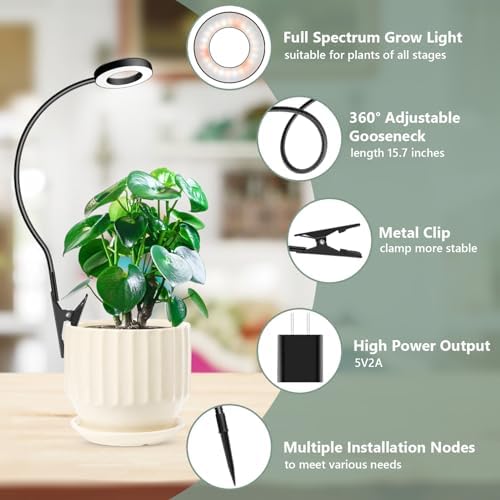 Plant Light Black 2 Pack, Clip on Grow Lights for Indoor Plants - Image 5