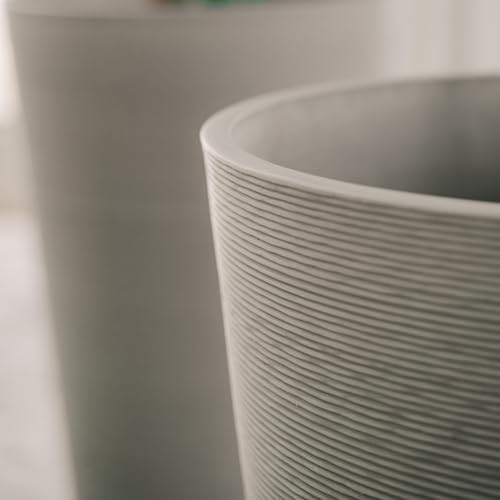 XBrand 28-Inch Tall Round Tapered Planter, Decorative Indoor & Outdoor Plant Pot for Patio, Porch, Garden and Home Decor, Modern Accent Planter, Set of 2, Gray - Image 4