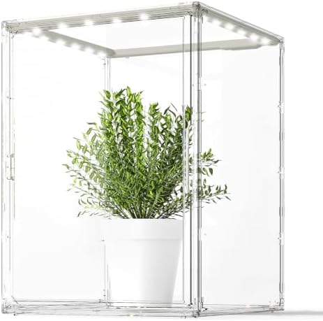 JOYZAN Clear Mini Indoor Greenhouse Small Tabletop Green House with Lights by MakeYourHomeOrganizedTidy