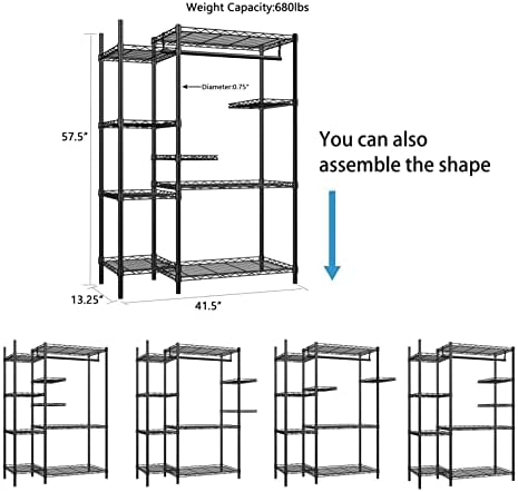 Xiofio Plant Stands for for Indoor Outdoor, Heavy Duty Metal Plant Stand,large Plant Shelf,Adjustable Plant Shelves With Hanging Rod for Living Room,Balcony,Garden,Black - Image 5