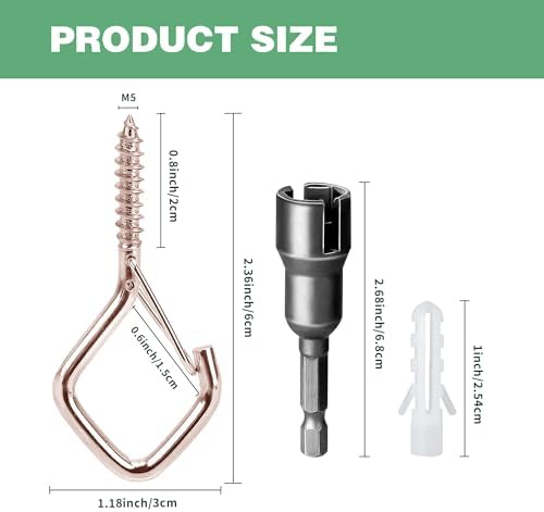 2.36IN Ceiling Screw Hooks for Hanging Plants, Safety Buckle,110 Pcs - Image 2