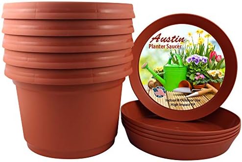 Flower Pot and Saucer, 12 Inch Terra Cotta, Case of 5 by AustinPlanter