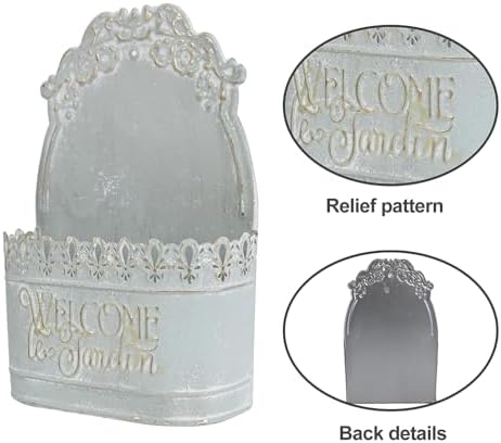 Metal Hanging Planters Wall Mount Planter Wall Vases for Flowers Shabby Chic Decor for Rustic Farmhouse Outdoor Decor Blue - Image 6