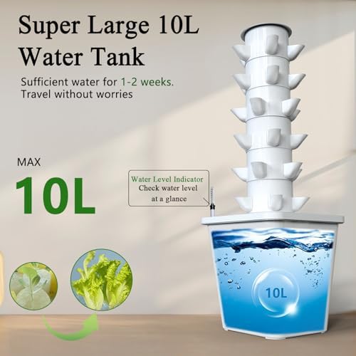 Hydroponics Growing System, 30-Plant Indoor Hydroponic Tower with Pump System, Plants Germination Kit, Smart Aeroponic Herb Garden, Vertical Hydroponic System for Gardening Lover (No Seed) - Image 4