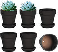 vensovo 5 Inch Black Terracotta & Clay Pots with Saucer, 6 Pack by vensovo