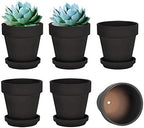 vensovo 5 Inch Black Terracotta & Clay Pots with Saucer, 6 Pack by vensovo