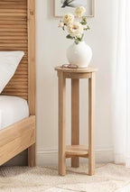 Kate and Laurel Foxford Modern Tiered Round Drink Table, 12 x 12 x 30, Light Natural, Transitional Two-Tier Circle Plant Stand for Use as Living Room Pedestal Table or Small Bedroom Nightstand - Image 4
