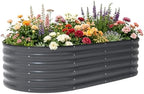 6x3x1.5ft Galvanized Raised Garden Bed Outdoor, 18'' Oval Large Metal Planter Garden Boxes for Gardening, Planting Deep Root Vegetables, Herbs, Fruits, Flower, Rustproof, Rubber Strip, Gray by OBENSKYSPORTS