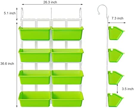 Vertical Wall Hanging Planters with 8 Pots, Raised Beds Hanging Planter Wall Mounted Flower Beds Indoor and Outdoor for Flowers, Vegetables, Herb, Saving Space (Light Green) - Image 5