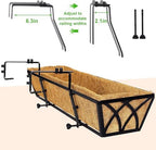 HFHOME 24 inch 2 Pack Railing Planter Boxes, Heavy Duty Window Box Planters, Adjustable Balcony Planters for Railing Hanging, with Coco Liner & Support Rod for Deck, Porch, and Patio Gardening - Image 6