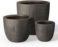 Kante Set of 3 Vintage BRN Concrete Bowl Planters 18" 14" 10" Dia by Unknown