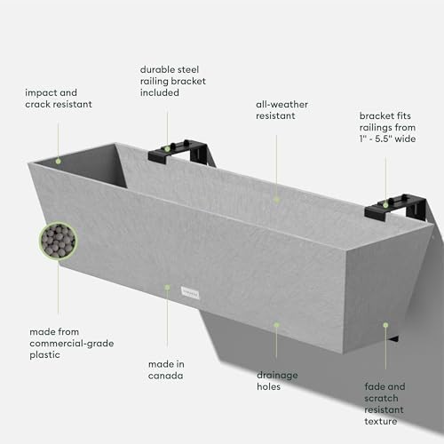Veradek Pure Series Railing Planter - Tapered Window Box with Bracket - Image 3