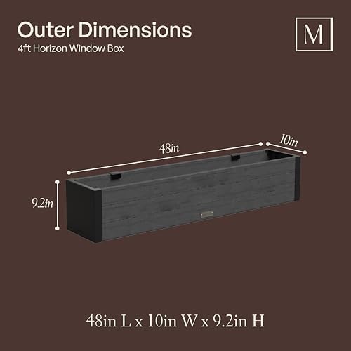 Mayne Vista 48in Rectangular Window Box Planter, Charcoal - Image 2