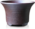 Bonsai Pot Round Striped Pattern Shi-dei-Ara-dei (Purple mud) Yokkaichi Banko-Yaki deep Type Ceramic Wildflowers houseplants Agave Baby Bonsai Cactus Miscellaneous Pine and Oak 4.7” Small by Unknown