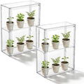 2 Pack Mini Plant Greenhouse, Transparent Stackable Greenhouse, Magnetic Door, Adjustable Partition, Large Opening Design, for Window Sill Desktop Seed Starting, Succulent Growing by Unknown