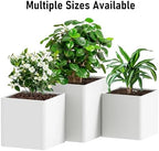 Square Outdoor Planter 20" L x 20" W x 21" H White Metal Planter Box - Image 3