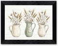 Framed Canvas Wall Art Vintage Watercolor Pitchers Cotton and Wheat Sage Green Gather Script Canvas Print Poster Black Frame Wall Decor for Farmhouse Dining Room Kitchen, Rustic Decor - Inch 24x36 by Unknown