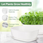 Oliz Set of 8 White Oval Shallow Herb Garden Planters with Drainage Holes and Trays (8.66 Inch) Plant Pots for Herbs Basil Orchids Succulents, Modern Herb Garden Planter for Indoor/Outdoor Plants - Image 5