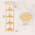 HOOBRO 5-Tier Bamboo Corner Shelf Stand, Plant Display, Tool-Free Assembly - Image 3