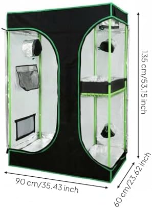 Indoor Grow Tent Double Room Greenhouse Cabinet Enclosure with Lightproof 600D Oxford Canvas Reflective Mylar Lining Sturdy Metal Frame Viewing Panel, 150-120-200 - Image 3