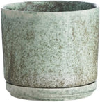 Ekirlin 7 Inch Modern Plant Pot, Ceramic Glaze Planters for Indoor Plants, Round Flower Pots with Drainage Hole and Saucer, Orchid Planter Pot for Succulent, Pothos, Snake Plant,Gift for Plant, Green by Ekirlin