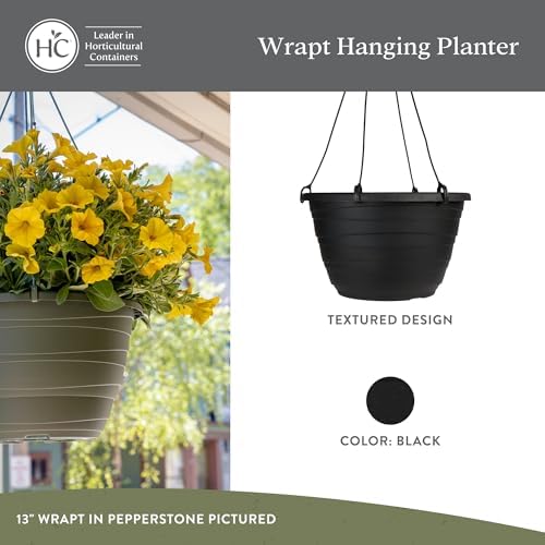 The HC Companies Wrapt Hanging Planters - Lightweight Plant Pot Hanger for Hanging Plants, Vegetables & Herbs - Outdoor & Indoor Hanging Basket for Plants (13" Black, Pack of 1) - Image 2
