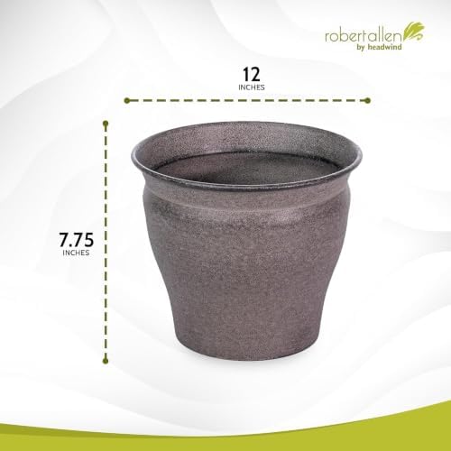 Headwind Natural Ironstone Timberline - 12" Cappuccino Decorative Planter for Outdoor Pots for Plants – Modern Indoor Plant Pots, Large & Small Planters for Indoor Plants by Robert Allen 2-Pack - Image 3