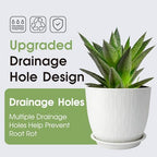 GARDIFE 5-Pack Plastic Plant Pots 7-10in with Drainage & Saucers, White - Image 4