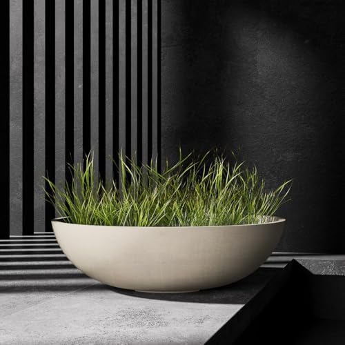 Cavo Wide Low Indoor/Outdoor Planter, 19x8in Sand Stone - Image 2
