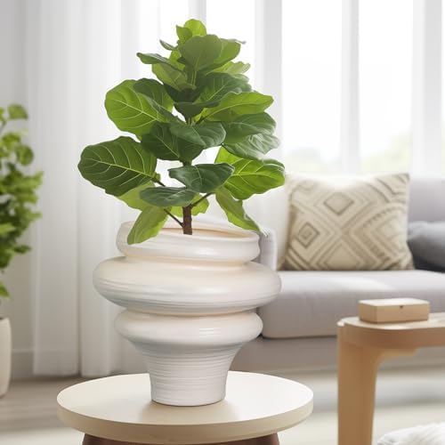 Ceramic Bonsai Planters 11 Inch - Pots for Plants Indoor Outdoor, Plant Pot with Drainage Hole, Decorative Flower Pot for Home Garden Patio Office, Gift for Men Women, White - Image 2