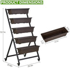 VECELO 5-Tier Vertical Garden Bed, Freestanding Elevated Raised Garden Planter with 5 Garden Planter Boxes, Lockable Caster Wheels, Drainage System, for Plants, Vegetables, Flowers, Herbs - Image 6
