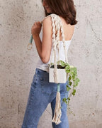 PILLOWPIA Macrame Plant Hanger 55" – Indoor Outdoor Hanging Planter Rack for Ceiling, Wall, or Window – Boho Rope Plant Holder for 10" Pots – Decorative Garden & Patio Plant Accessory – Sea Glass - Image 6