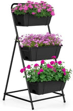 Raised Garden Bed 3 Tier Vertical Garden Planter Elevated Planter Boxes Outdoor Herb Planter with Drainage Holes Removable Tray for Patio Balcony Porch Black by BTY