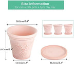 Sungmor Set of 3, 8 Inch Deer Embossed Terra Cotta Plant Pots - Image 6