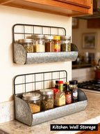 ShabbyDecor Galvanized Metal Farmhouse Wall Storage Holder Set of 2 - Image 2